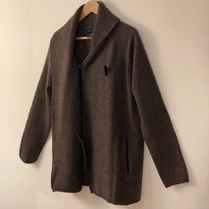Adrienne Vittadini Wool Sweater Jacket - Brown - Medium
